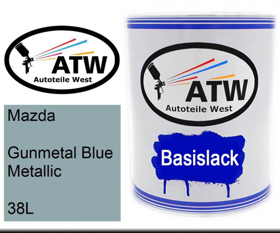 Mazda, Gunmetal Blue Metallic, 38L: 1L Lackdose, von ATW Autoteile West.